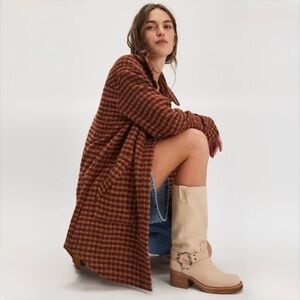 Free People We The Free Get Around Houndstooth Shirt ~ NWT